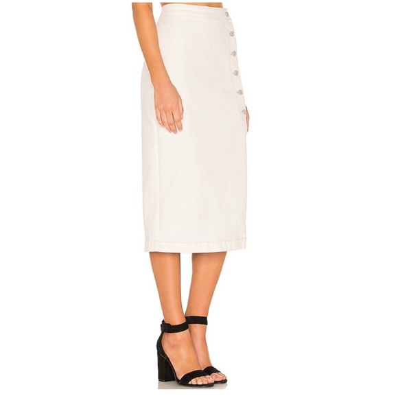 Free People Jasmine Denim Midi Skirt Button Slit Size 0 - Picture 3 of 15
